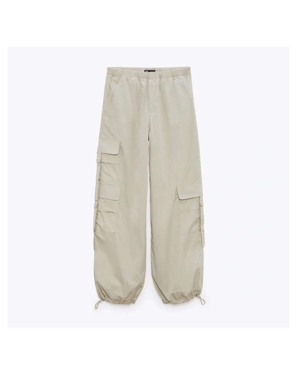 Zara Wide Leg Cargo Pants Parachute Japanese Balloon Drawstring Womens Sz XS